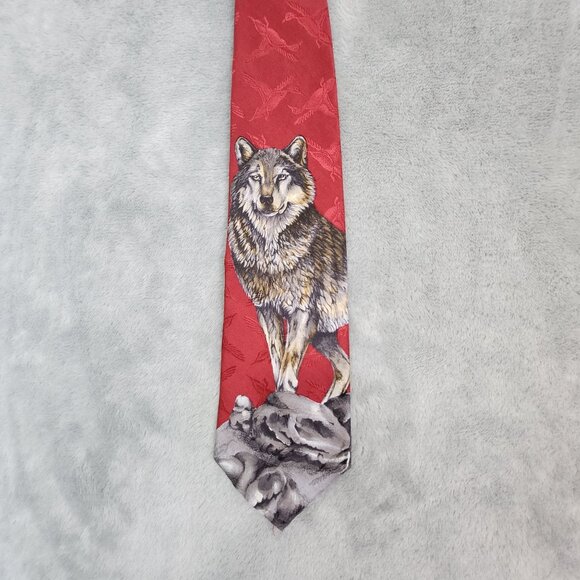Field & Stream Wolf Neck Tie Silk Embossed Geese USA Wildlife Outdoor Office - Picture 1 of 7